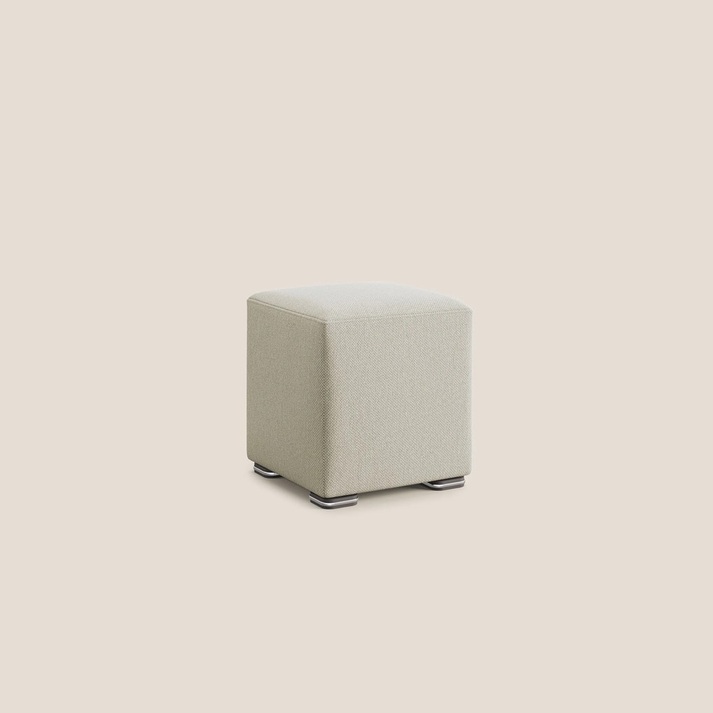 Cube pouf in tessuto morbido smacchiabile T05 beige
