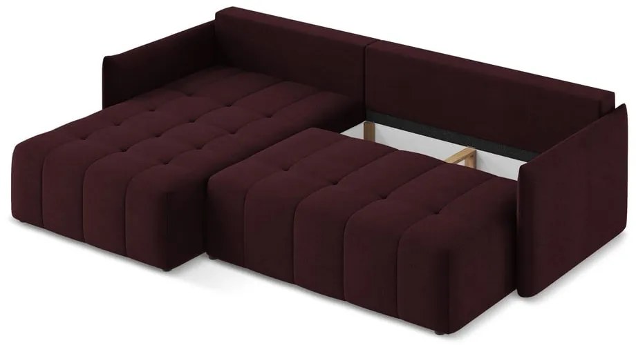 Divano angolare burgundy allungabile/con contenitore (con penisola a sinistra/con chaise lounge) Moku – Makamii