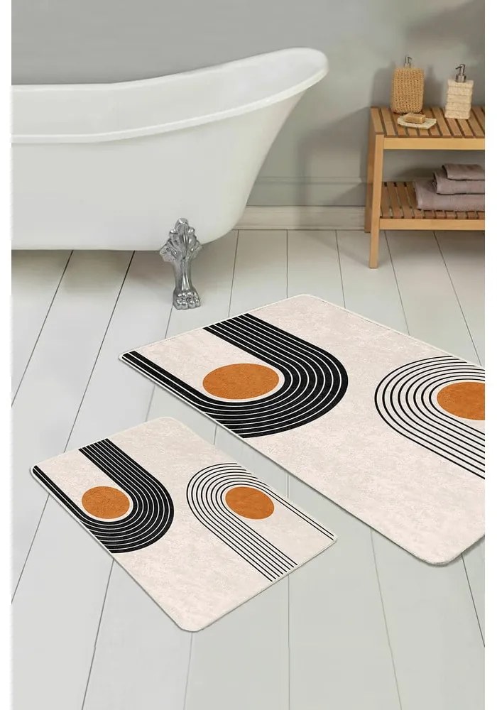 Set di tappetini per il bagno in velluto beige 2 pz 60x100 cm Dot Arch – Mila Home