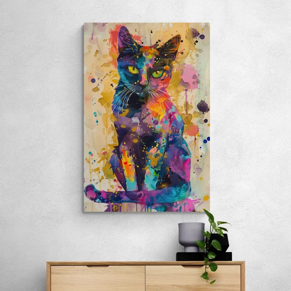 Quadro su tela – Gatto con imitazione di pittura