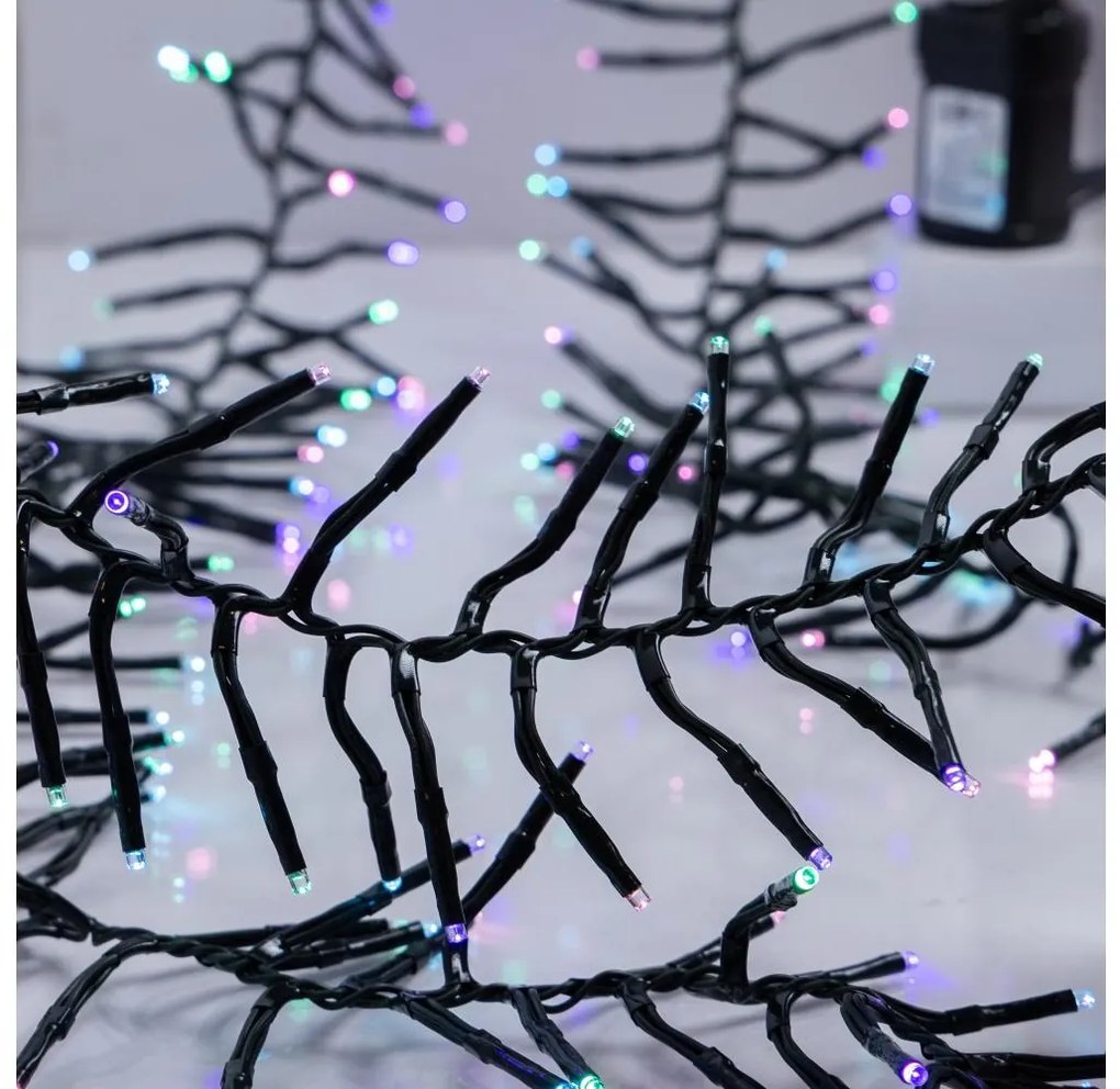 Catena luminosa natalizia LED da esterno CLUSTER 768 LED/8 funzioni, 9 m, IP44, bianco caldo