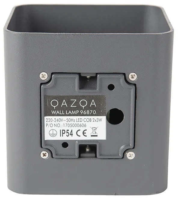 Applique moderna grigio scuro incl. LED IP54 quadrata - Evi