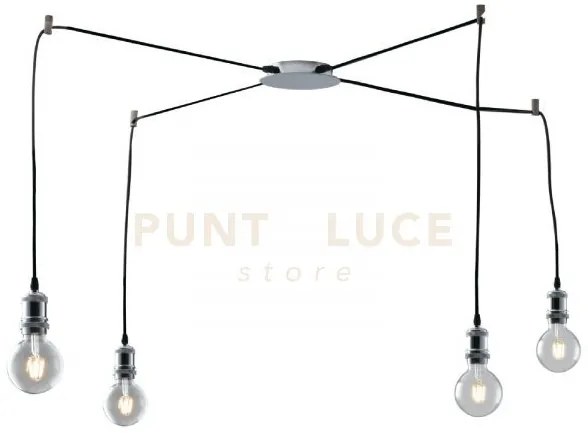 Lampadario a sospensione groove rame 4 luci attacco e27 250cm cavi ...