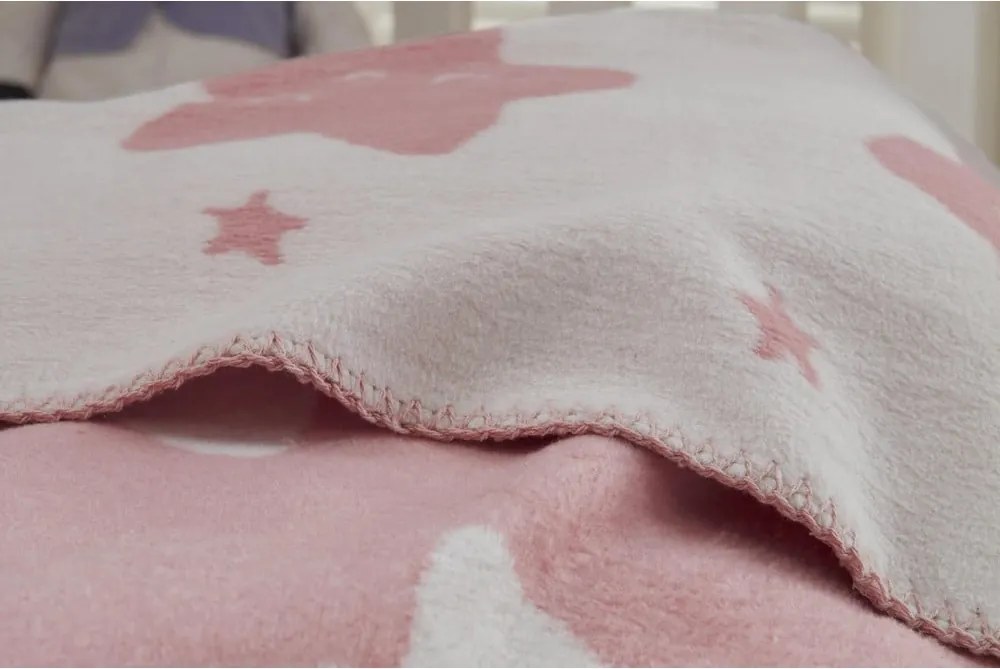 Coperta per bambini rosa in vello 100x120 cm Star – Mijolnir