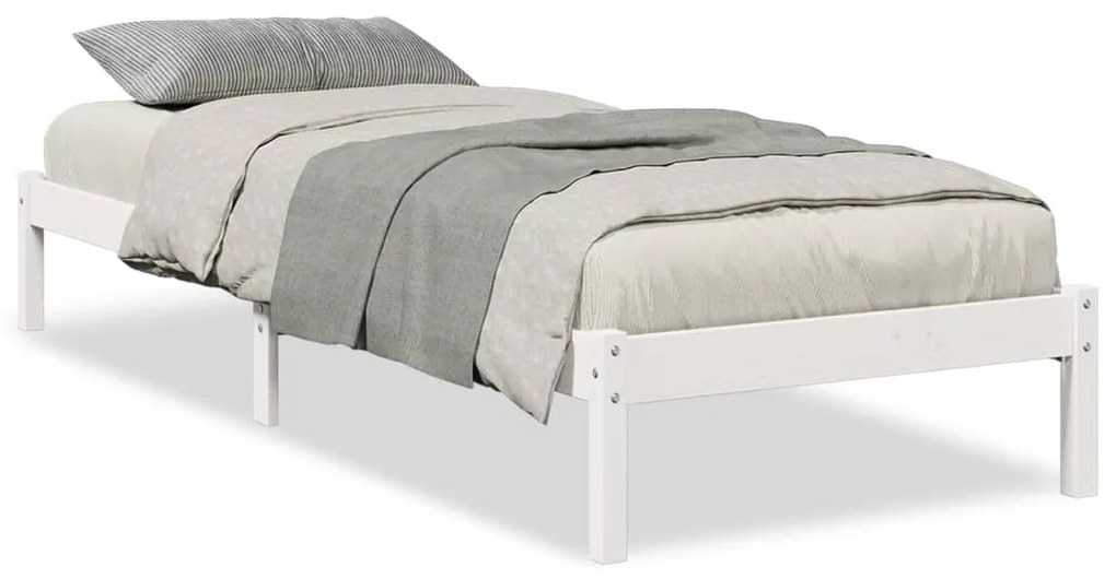 Letto extra lungo senza materasso bianco 90x220 cm in pino