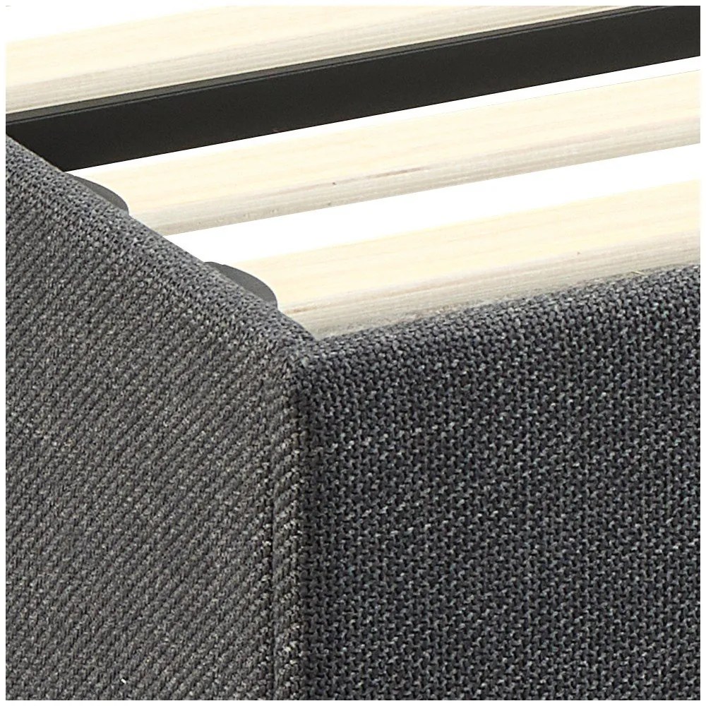 Letto matrimoniale imbottito grigio scuro con contenitore con rete inclusa 160x200 cm Calvi – Actona