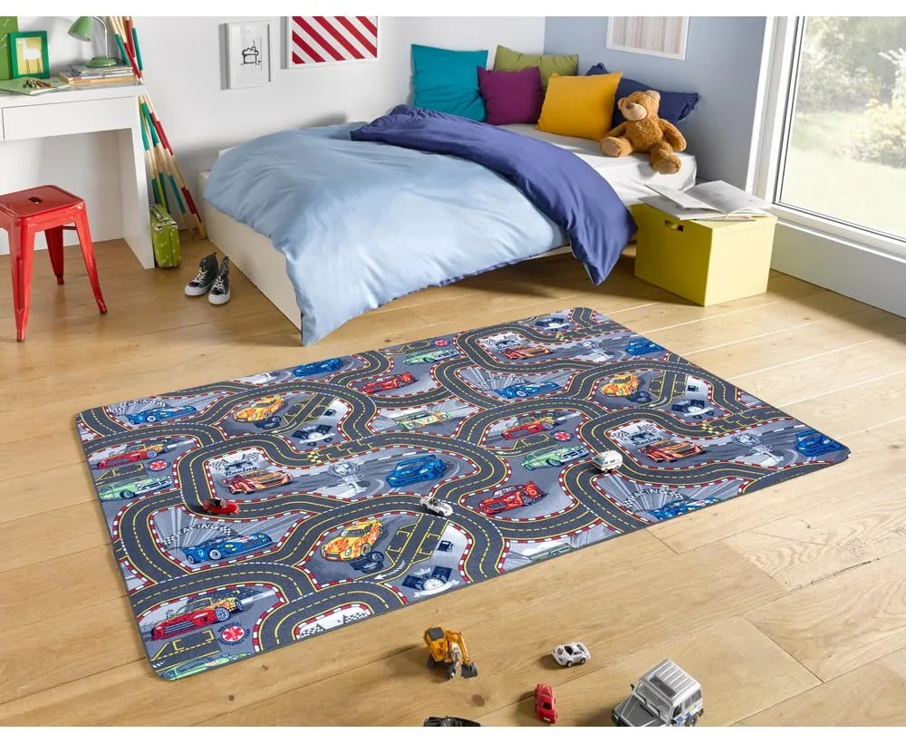Tappeto da gioco per bambini blu 90x200 cm Race Track – Hanse Home