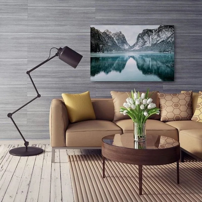 Quadro su tela, Montagne Lago Paesaggio  Dimensioni 120x80