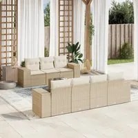 Set Divano da Giardino 8 pz con Cuscini Beige in Polyrattan 3222327