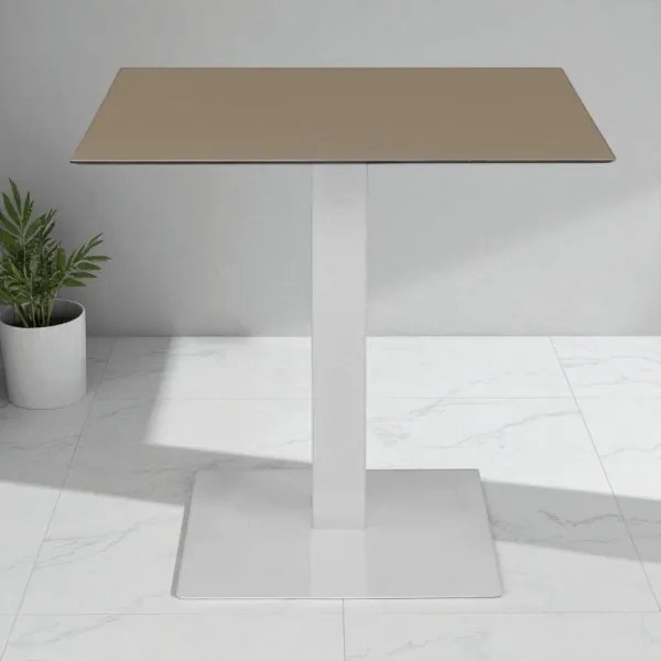 Tavolo bar pub ristorante 80x80 cm per esterno base bianca piano HPL Tortora H 74