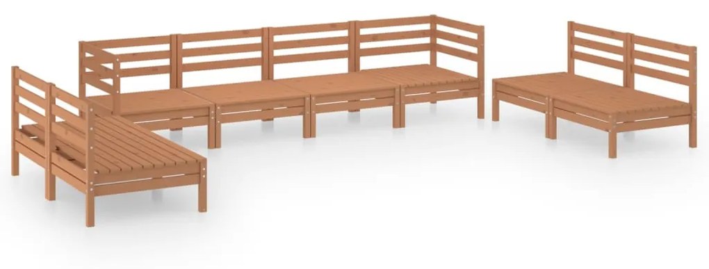 Set divani da giardino 8 pz miele in legno massello di pino