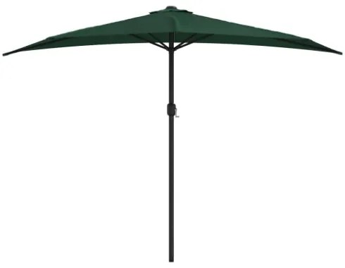 Ombrellone da Balcone Palo in Alluminio Verde 300x155 cm a Metà