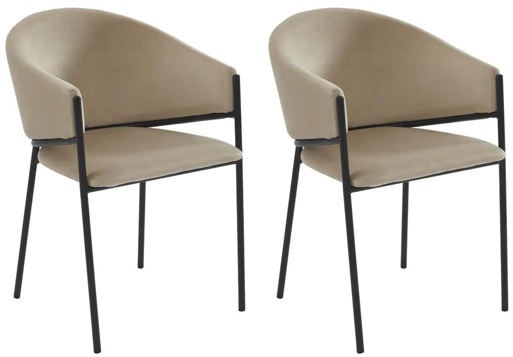 Sedia con braccioli in Velluto e Metallo Nero Beige - Lotto di 2 - ORDIDA di Pascal MORABITO