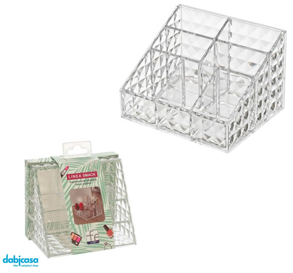 Organizer Porta Cosmetici "Smack"In Plastica Con 7 Scomparti Trasparente