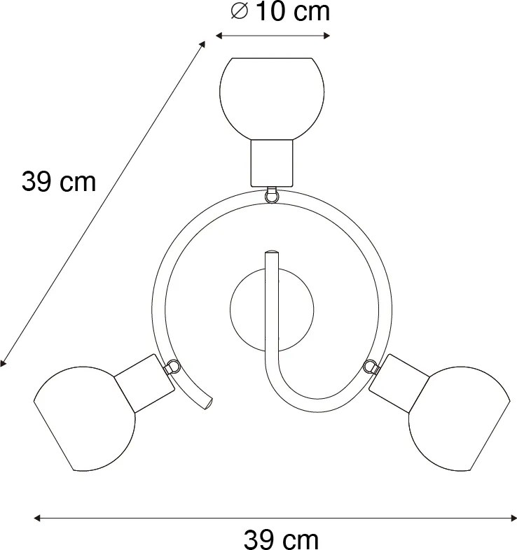 Faretto da Soffitto Smart Nero con Vetro Fumè 3 Luci incl. WiFi P45 - Vidro