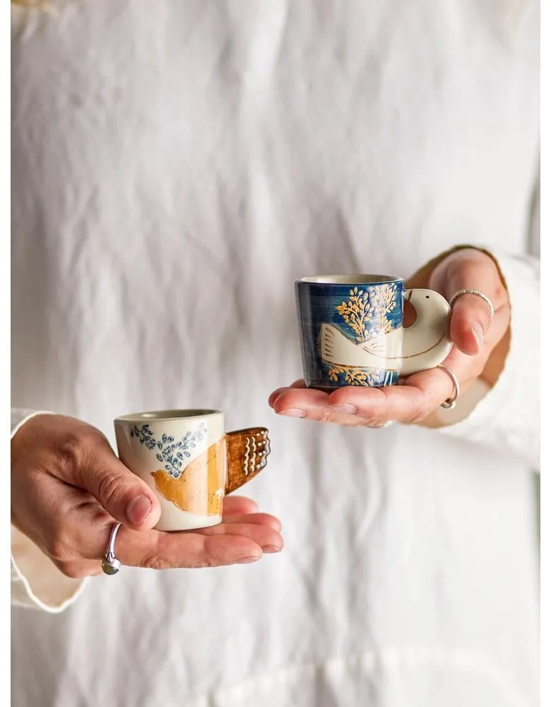 Tazzine in set per espresso blu/color crema in gres 2 pz 55 ml Hezha – Bloomingville