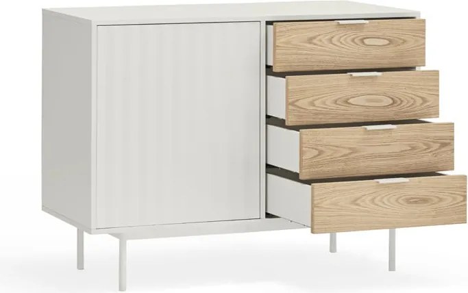 Cassettiera bassa bianca effetto rovere 108x80 cm Sierra - Teulat