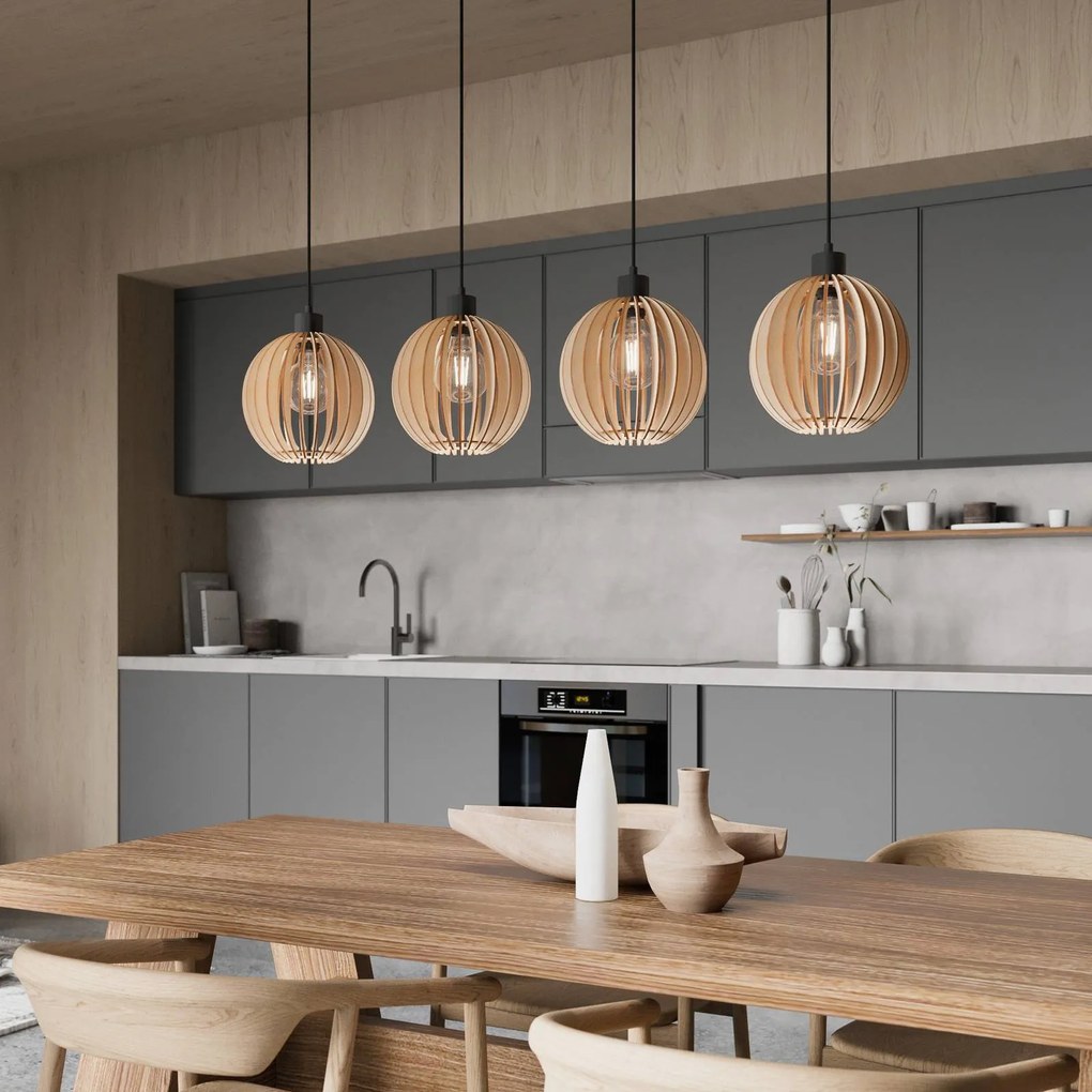 Lampada a sospensione Clay Envostar, dimmerabile, Legno chiaro, Soggiorno / Sala da pranzo, Legno, Scandinavo, Lampada a sospensione