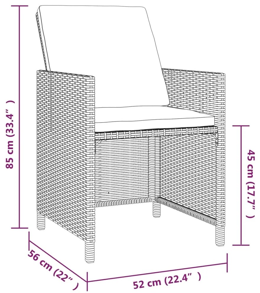 Set Pranzo da Giardino 9 pz con Cuscini in Polyrattan Grigio