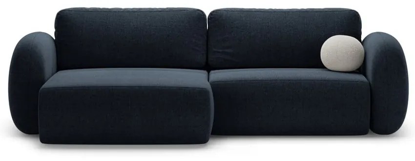 Divano angolare blu scuro allungabile/con contenitore con rivestimento in ciniglia Tonale – Cosmopolitan Design