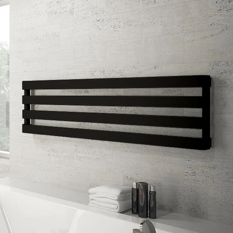 Scaldasalviette ad acqua calda IRSAP STEP nero satinato interasse 1276 mm, L 150 x H 43 cm