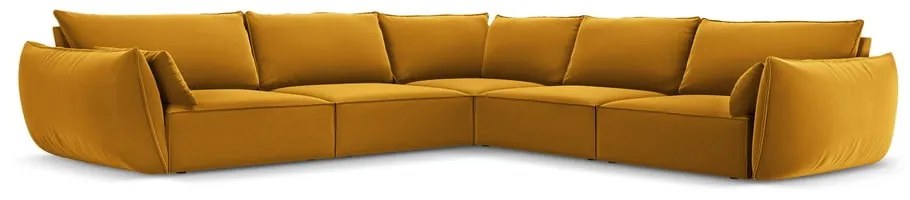 Divano angolare color senape con rivestimento in velluto Vanda – Mazzini Sofas