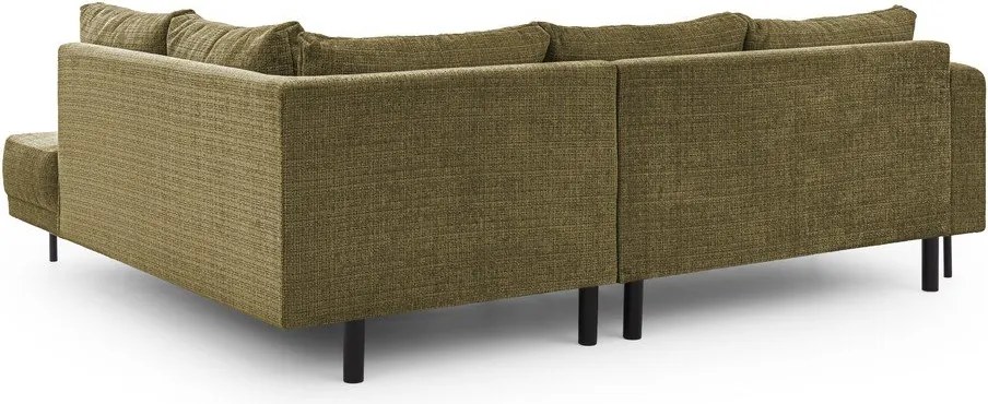 Divano angolare verde (con penisola a destra/a L) con rivestimento in ciniglia Mauris – Ropez