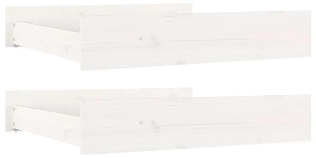 Cassettoni da letto 2 pz bianchi in legno massello di pino