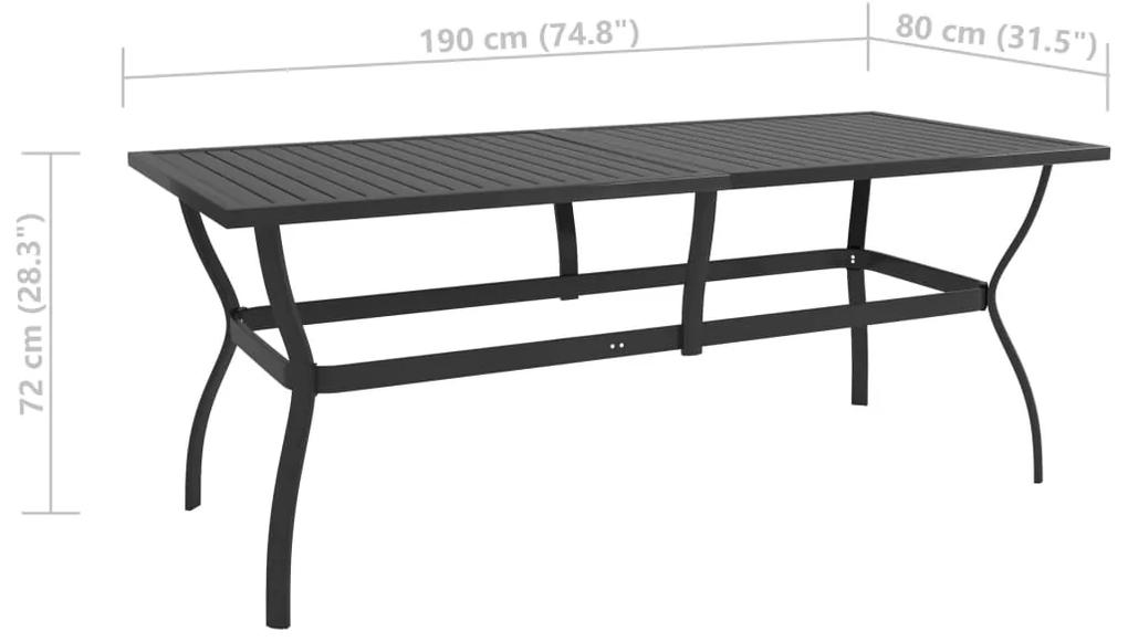 Tavolo da Giardino Antracite 190x80x72 cm in Acciaio