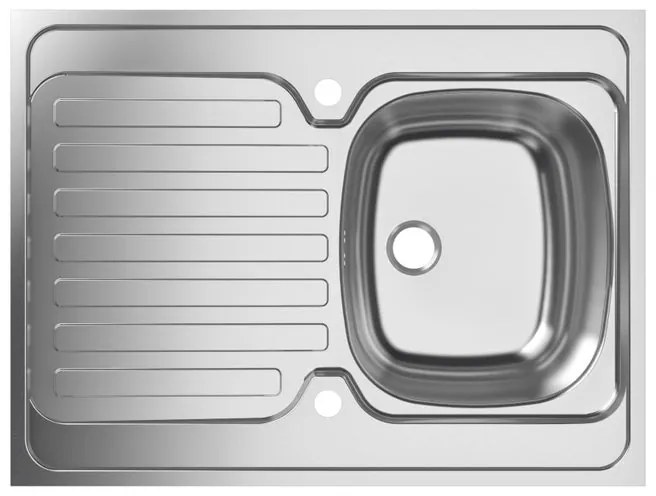 Lavello integrato 1 vasca con gocciolatoio laterale destro o sinistro DELINIA Kama inox L 60 x L 80 cm argento