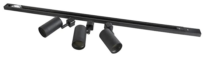 Sistema a binario moderno monofase con 3 faretti neri - Jeana
