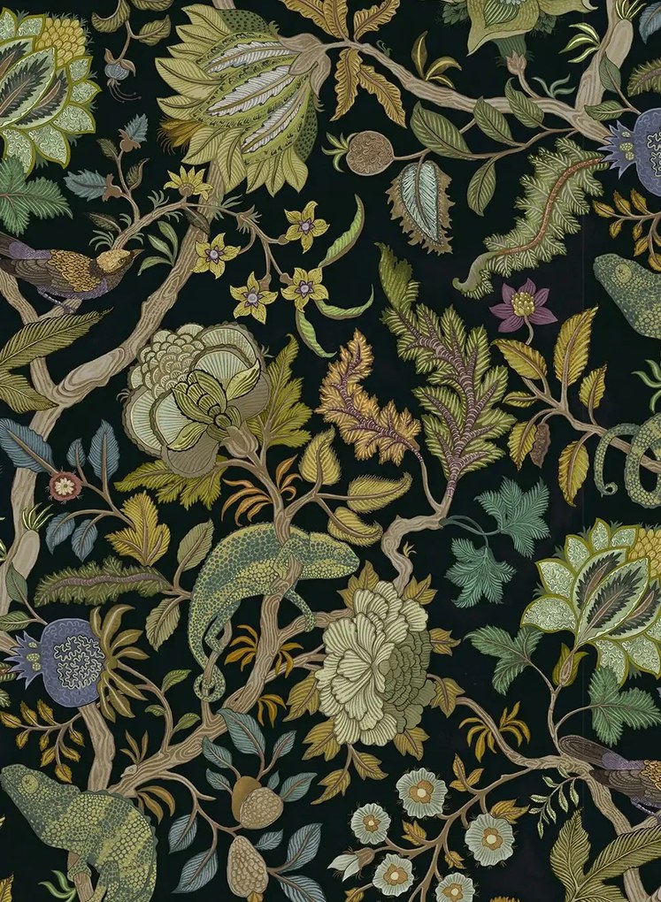 Josephine Munsey Carta da parati Chameleon Trail - Black and Green