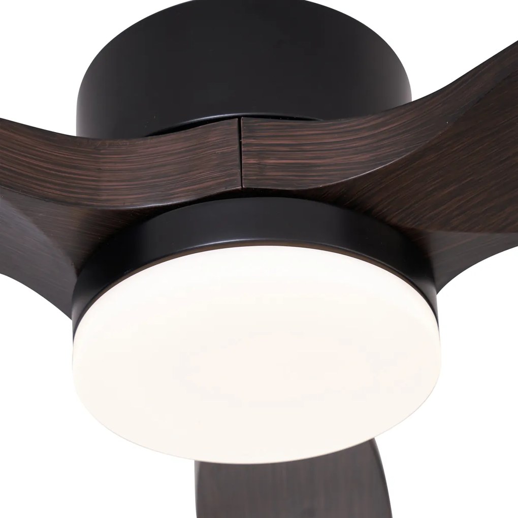 Ventilatore da soffitto nero con stampa legno 132 cm con LED dimmerabile con telecomando - Joly