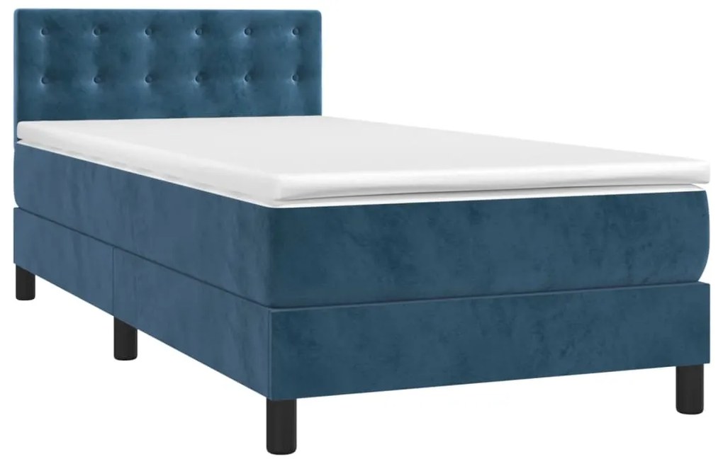 Giroletto a molle con materasso blu scuro 90x200 cm in velluto