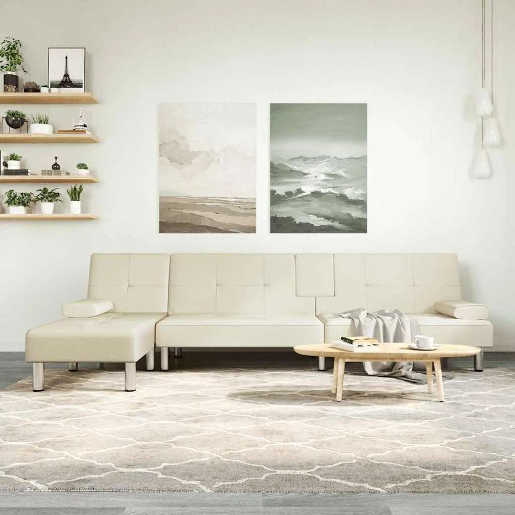 Divano Letto A L Crema 255x140x70 Cm İn Similpelle /