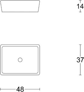 Lavabo rettangolare da appoggio 48x37 cm in ceramica bianco lucido