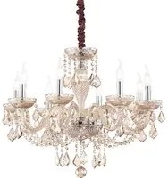 Lampadario Classico Rose Metallo-Cristallo Ambra 8 Luci E14