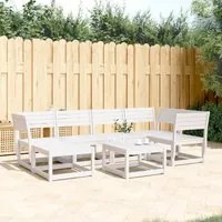 Set Divani da Giardino 6 pz Bianco in Legno Massello di Pino 3217031