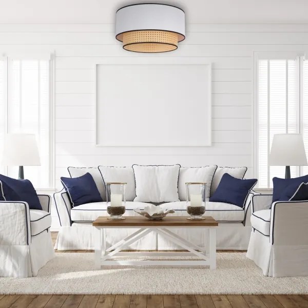 Duolla - Plafoniera BOHO 1xE27/15W/230V diametro 45 cm bianco/rattan