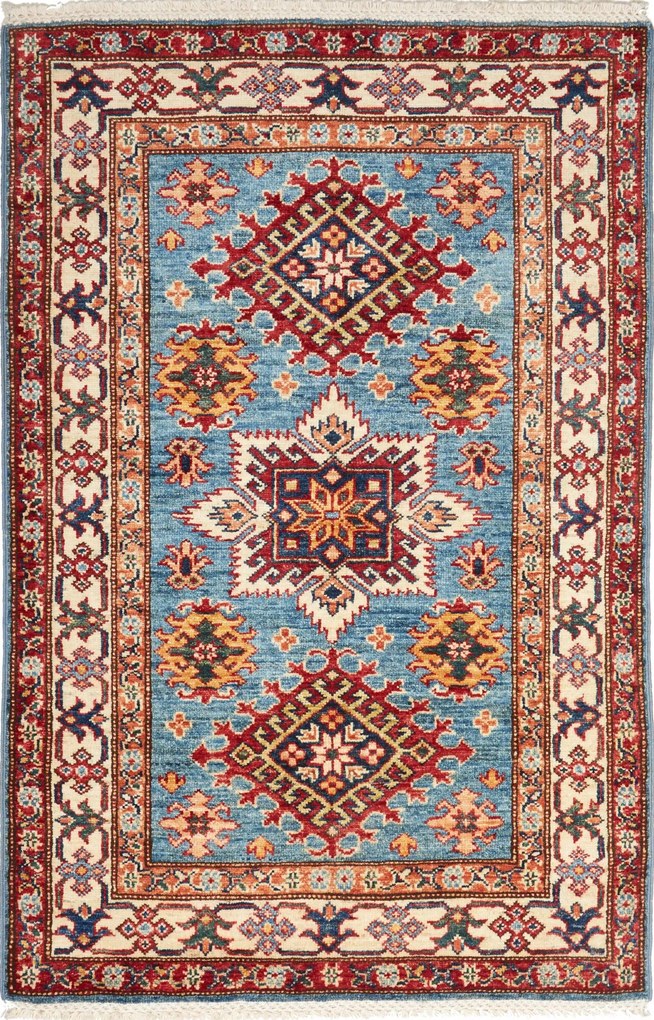 Kazak Tappeto orientale 90 x 130 Blu (Pakistan) Annodato A Mano