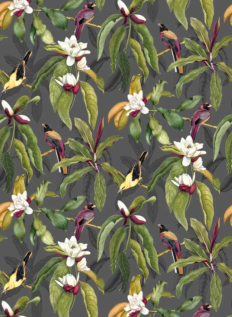 Osborne & Little Carta da parati Michelia - Charcoal