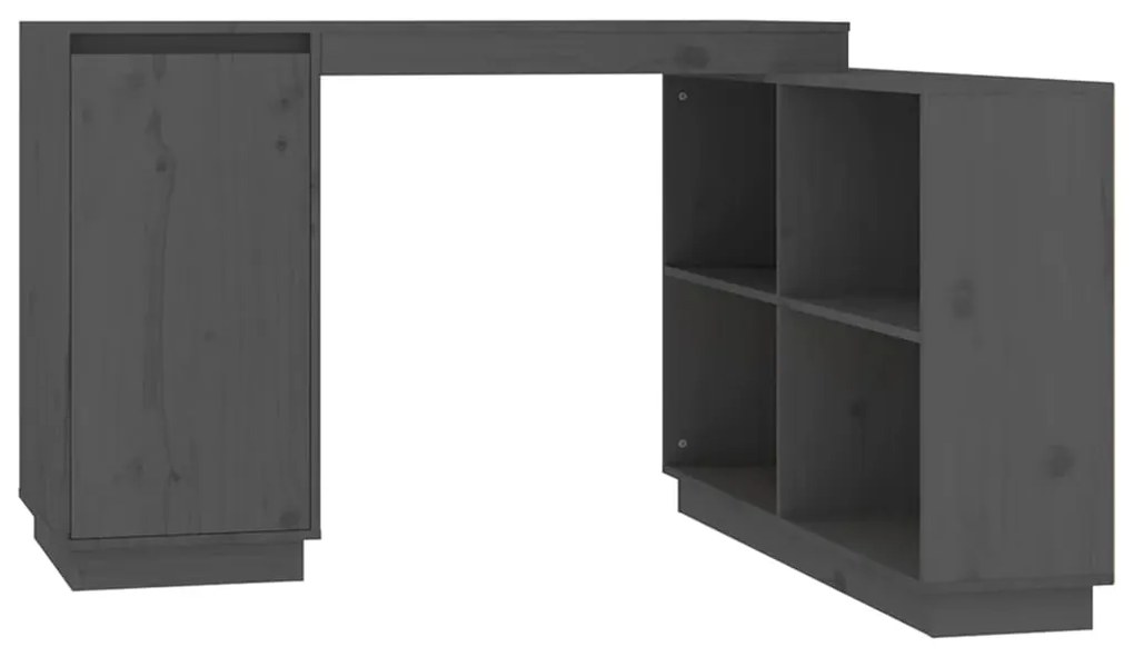 Scrivania grigia 110x50x75 cm in legno massello di pino