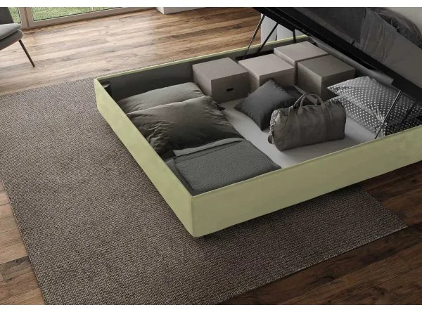 Letto contenitore da 160x190 in microfibra tč verde Antea