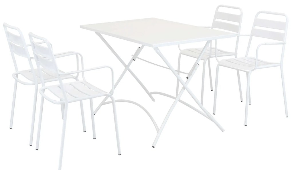 ROMANUS - set tavolo in metallo cm 110 x 70 x 72 h con 4 poltrone Romanus