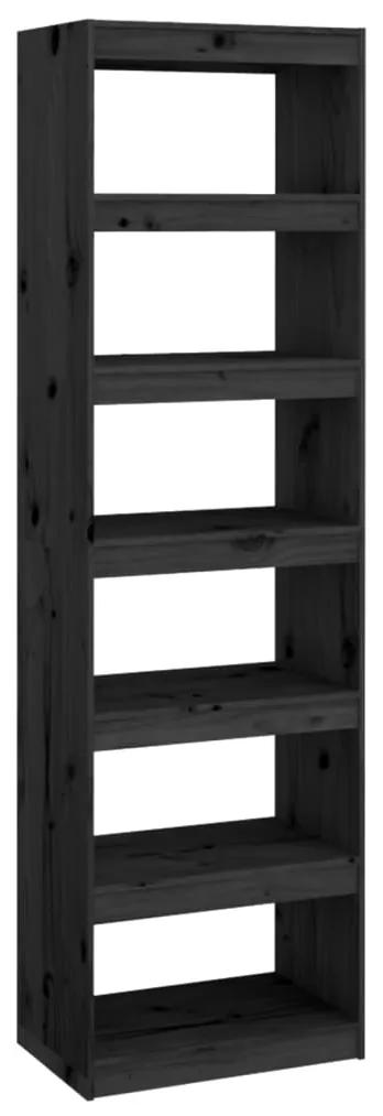 Libreria/divisorio nero 60x30x199,5 cm legno massello di pino