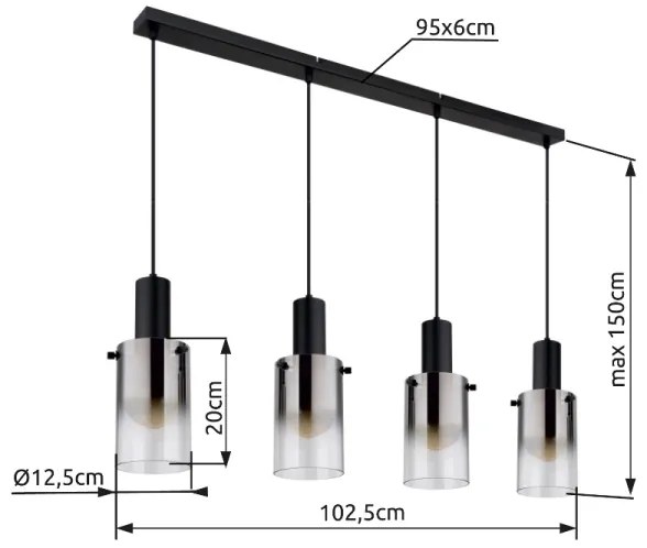 Globo 15907-4H - Lampadario a sospensione con filo FLORENTINA 4xE27/40W/230V nero