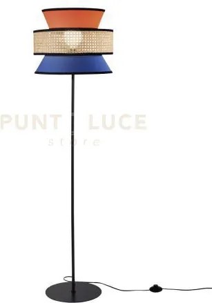 Piantana gazebo aranzione blu rattan naturale 1 luce attacco e27 d4...