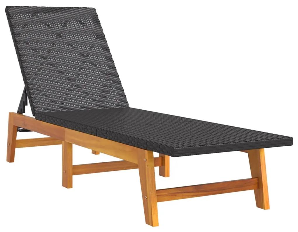 Sdraio con tavolo polyrattan e legno massello di acacia