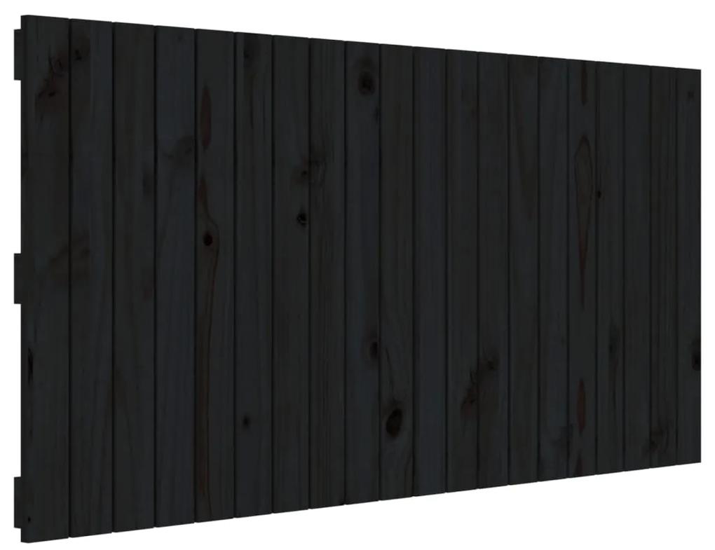 Testiera da parete nera 127,5x3x60 cm in legno massello di pino