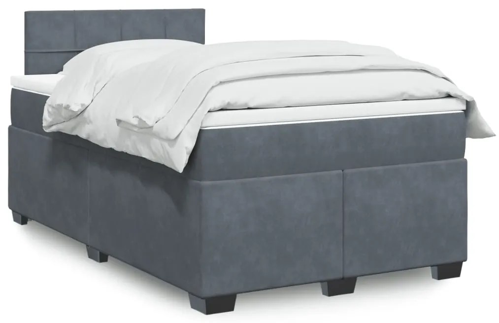 Giroletto A Molle Con Materasso Grigio Scuro 120x190 Cm Velluto /